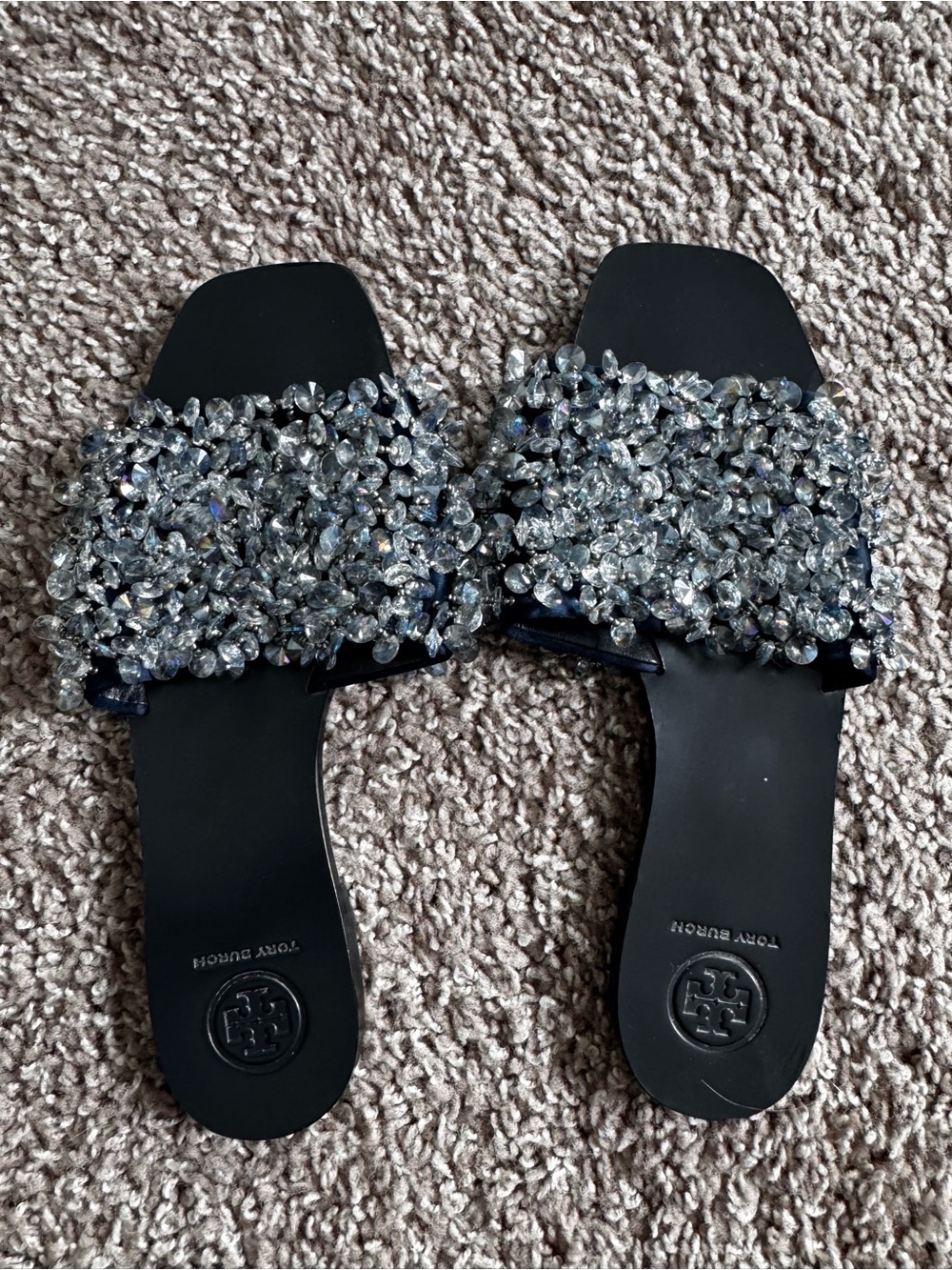 Tory Burch Crystal-Embellished Slide Sandals